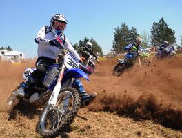 The Grand National Cross country XC1 Pro Bike Series event, part of the annual Big Buck race in Union, took place Sunday, April 11, 2010. Here a racer Ted Mullins holds it together on the first turn at the beginning of the race.gpshj 04/11/2010