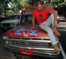 Bubba poses on his truck in Greenville Monday morning.